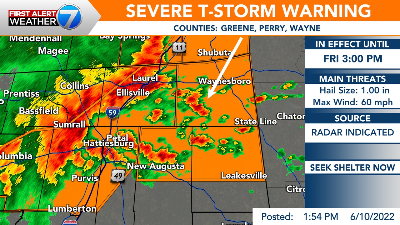 Ryan Mahan WDAM - 🚨FIRST ALERT🚨 A SEVERE T-STORM WARNING has been ...