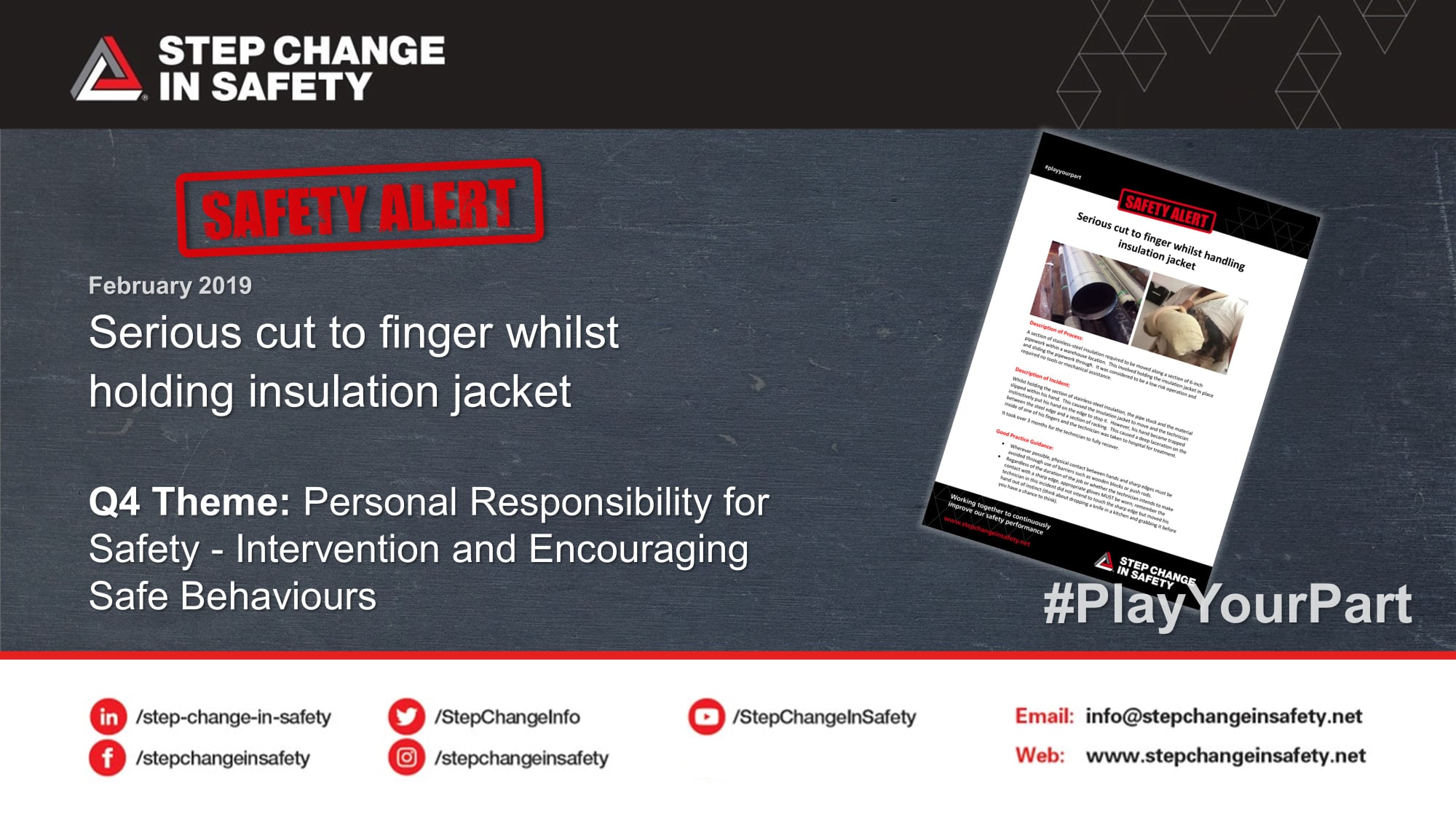 Step Change in Safety - SAFETY ALERT: Serious cut to finger whilst ...