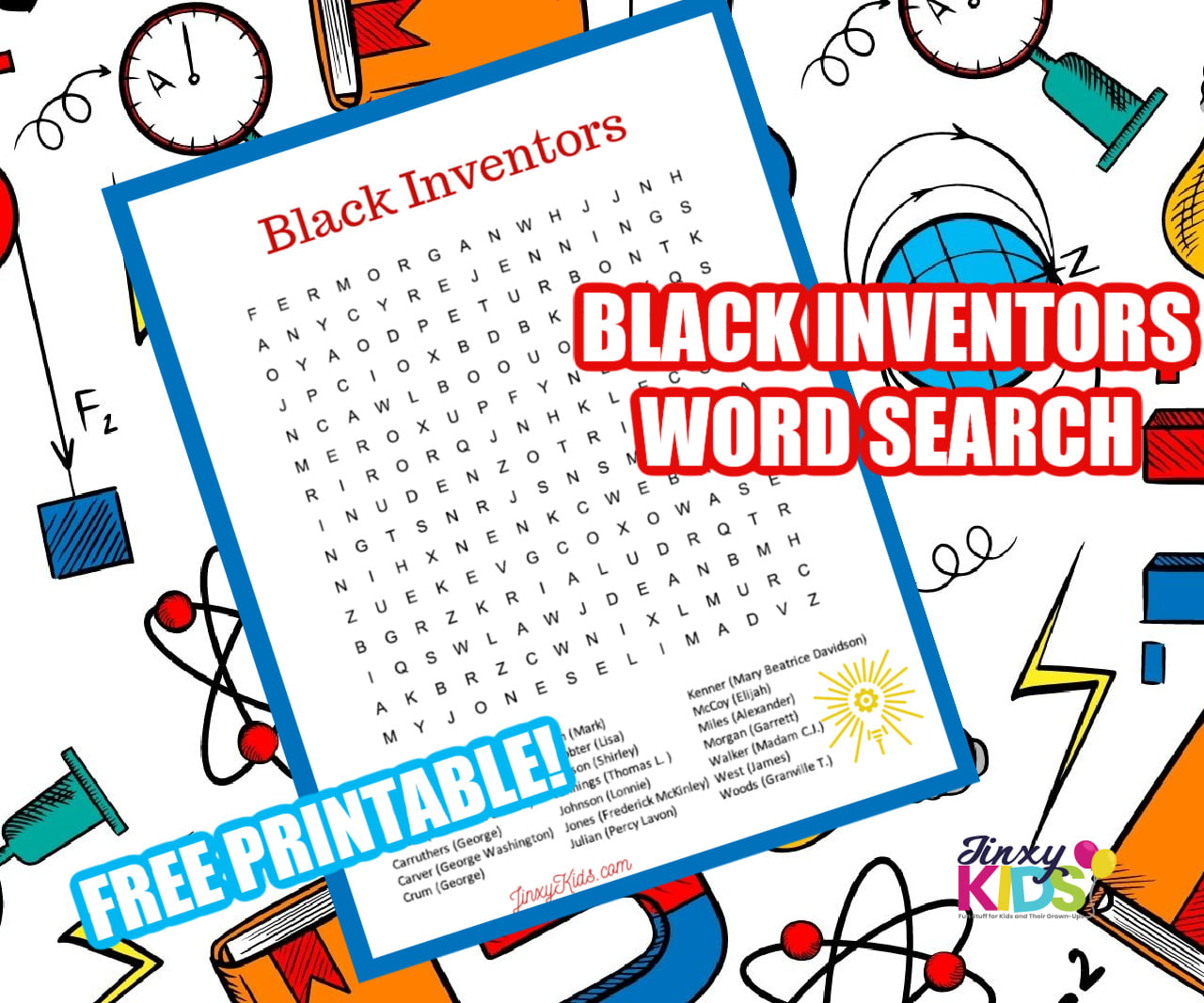 Jinxy Kids - This free printable Black Inventors Word...