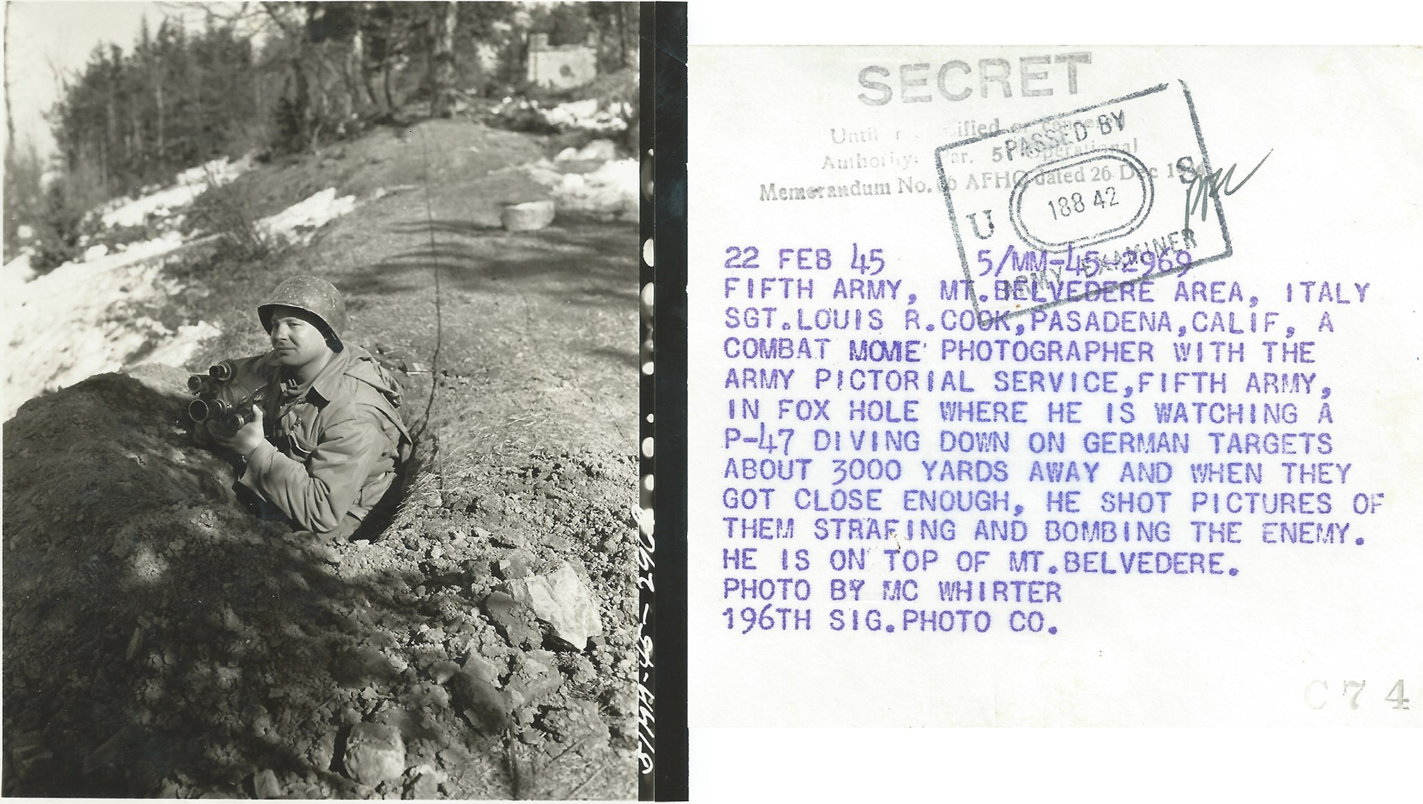 Louis R Cook - Army Photographer. World War II, Italy - Legacy Page