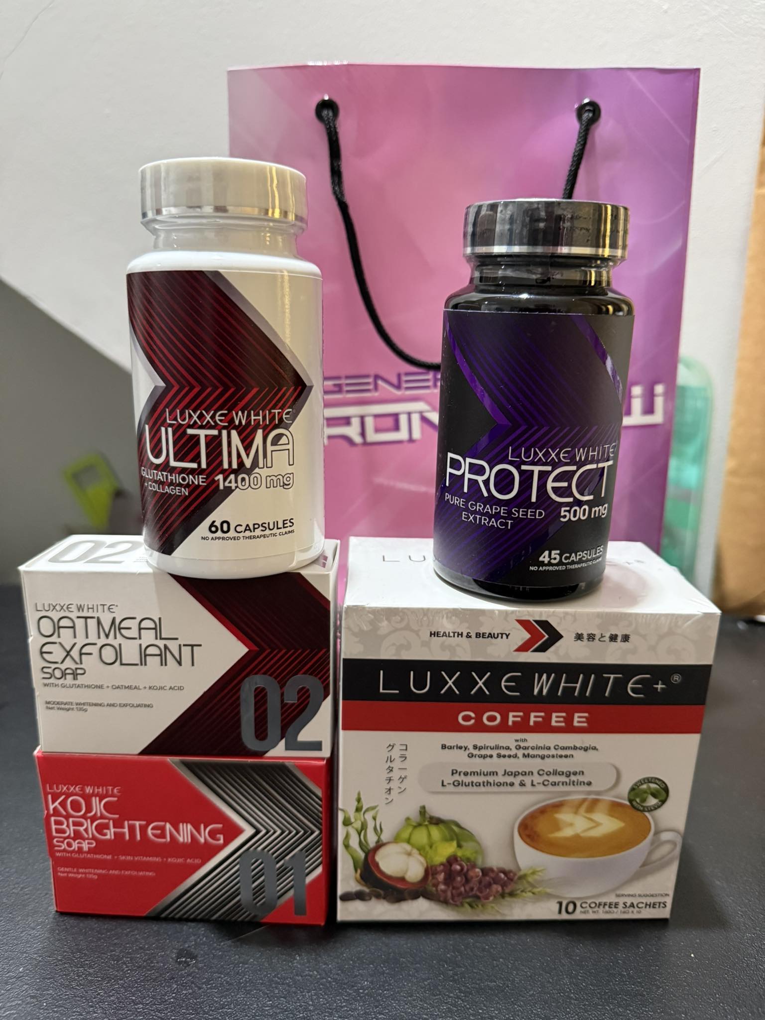 luxxe white glutathione amazon - 2,980 Luxxe white protect - 1,000 Luxxe Coffee - 488 SOAP 1 - 240 SOAP 2 5-Amino-1MQ Peptide Vials -