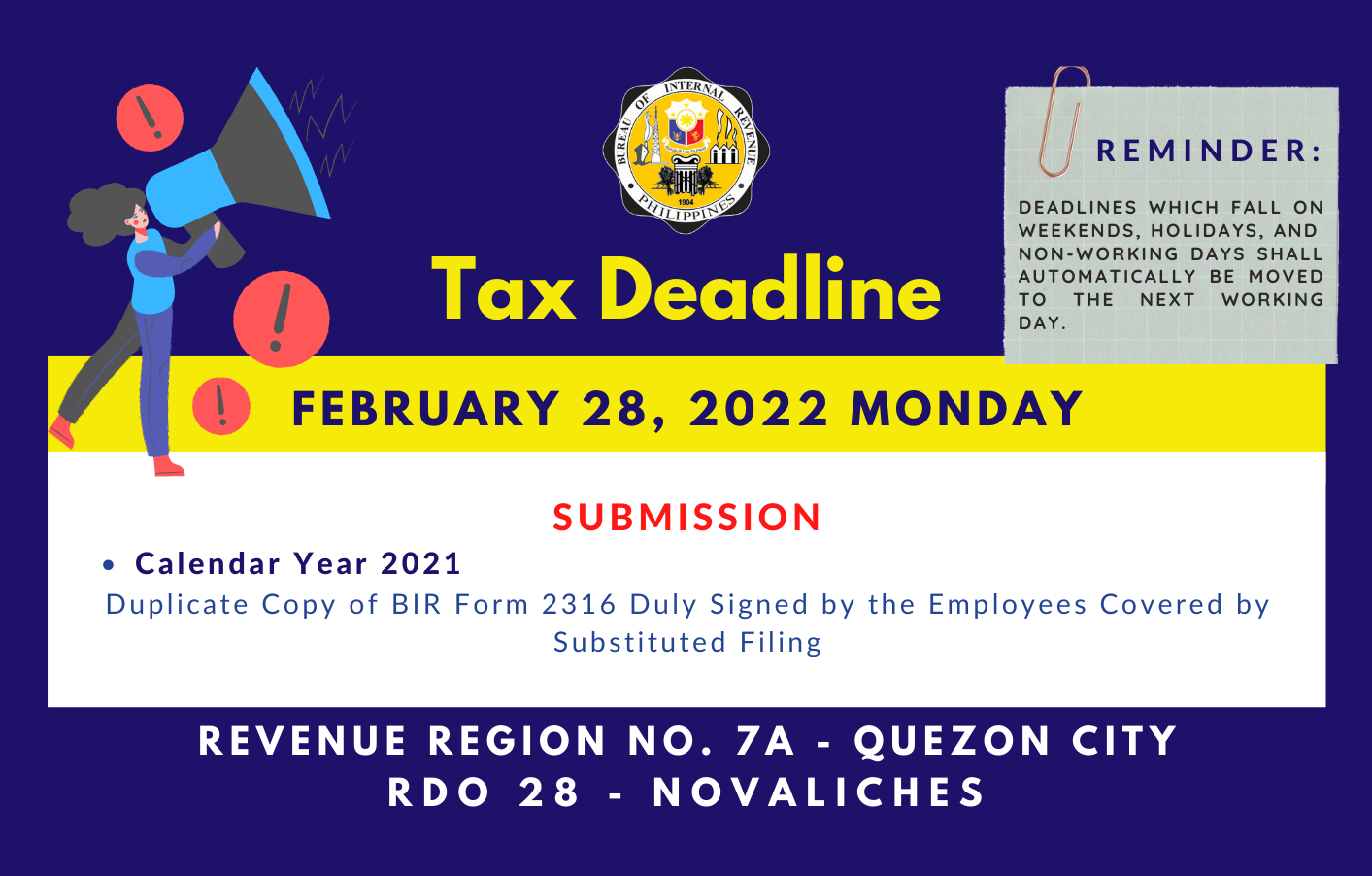 BIR Revenue District Office 028 - Novaliches - Hi Taxpayers! A Tax ...