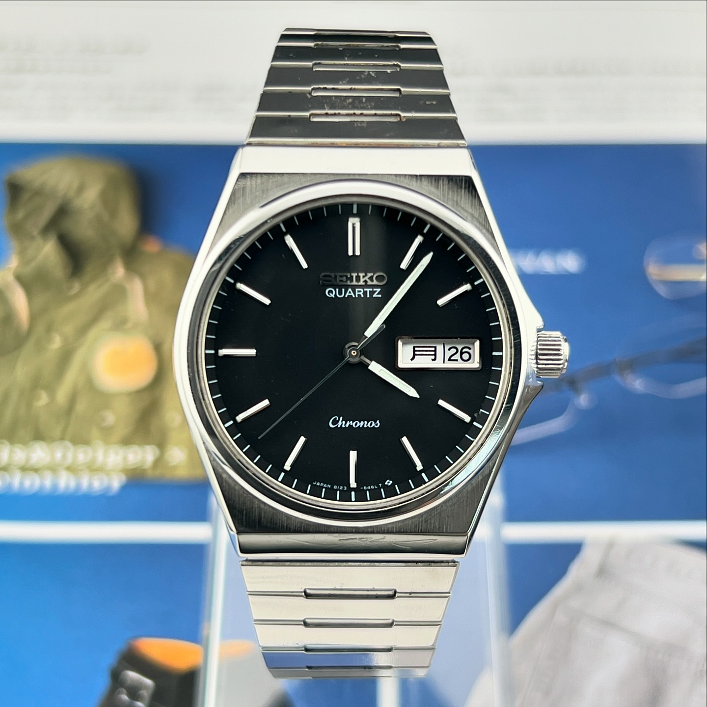 Vintage Seiko Chronos Quartz Black Dial ⚫️ Ref.8123-632A Days 