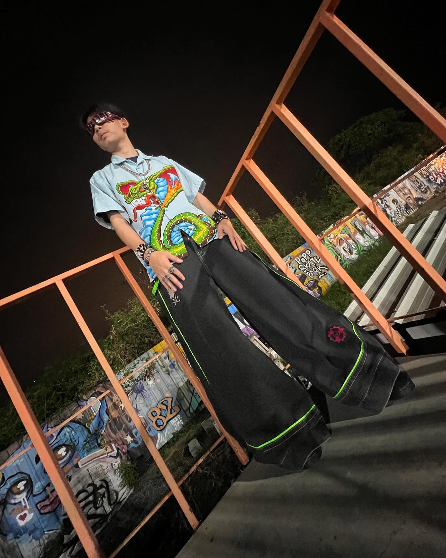 boss_ntppp in his Abducted Wide Leg Denim Pants from Vapor95.com