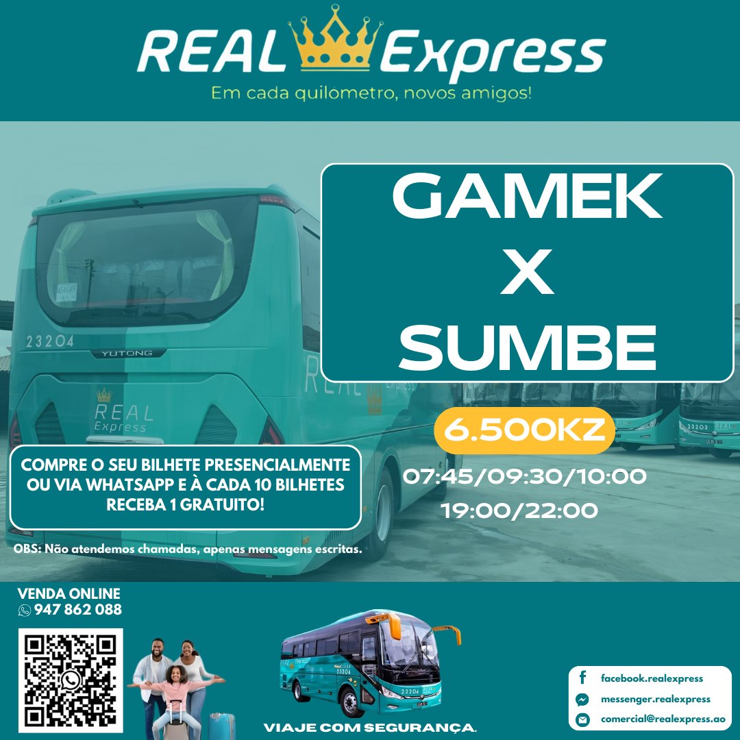 Real Express - Embarque a partir da GAMEK: RIO LONGA>PORTO...