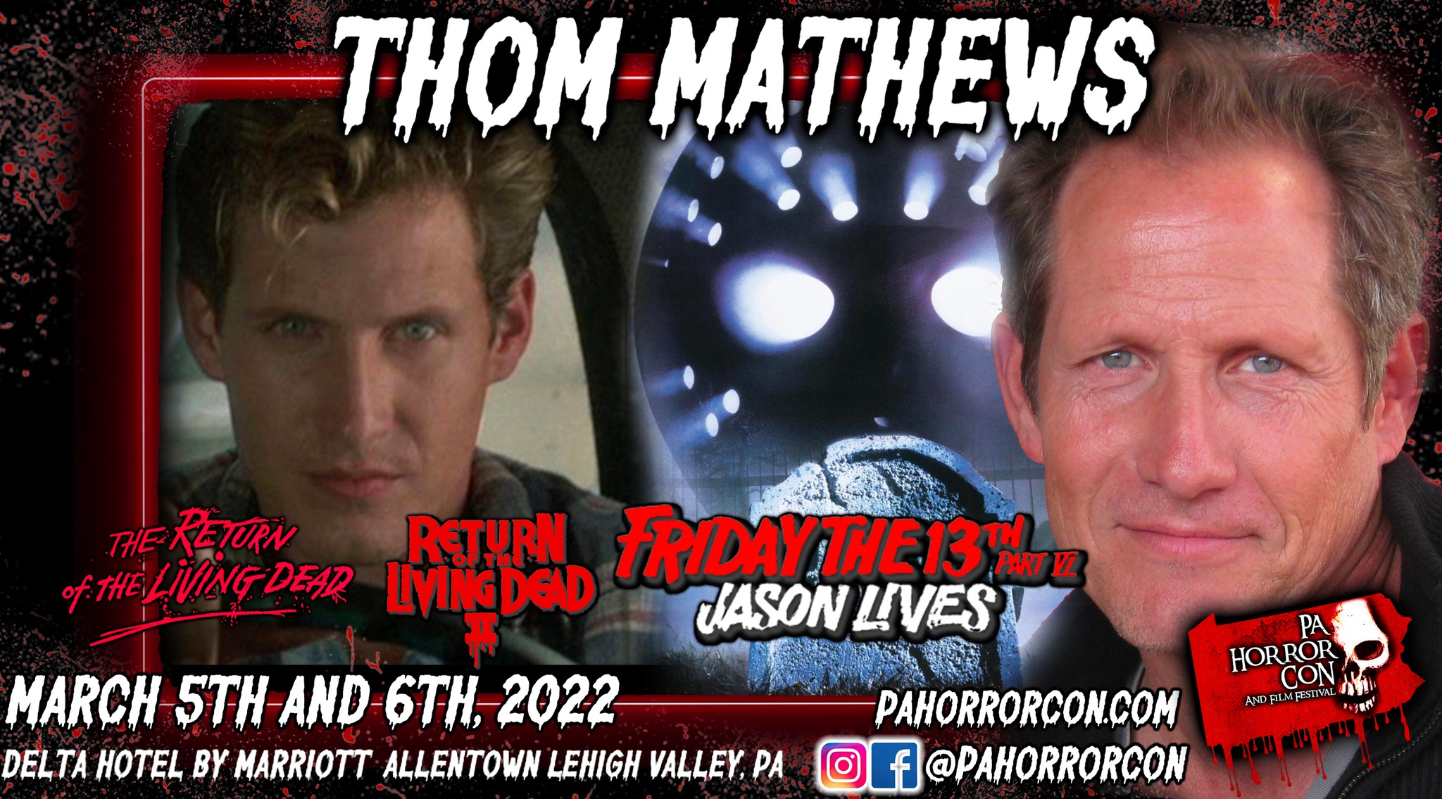 PA - Thom Mathews is coming to PA Horror Con! Thom is best known for ...