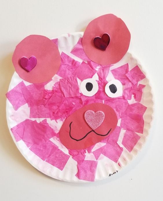 Glued to My Crafts - Paper Plate Valentine Bear – Kid Craft Idea For ...