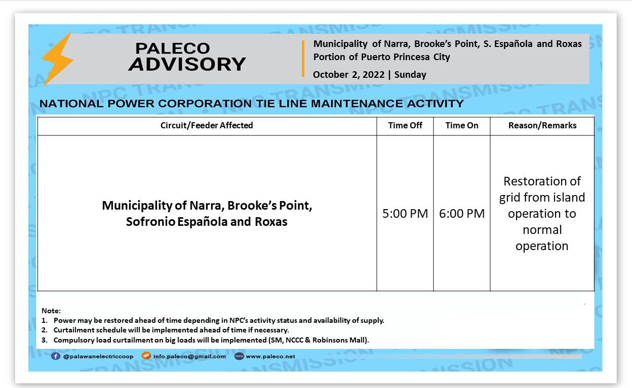 NATIONAL POWER... - PALECO Brookes Point Satellite Office
