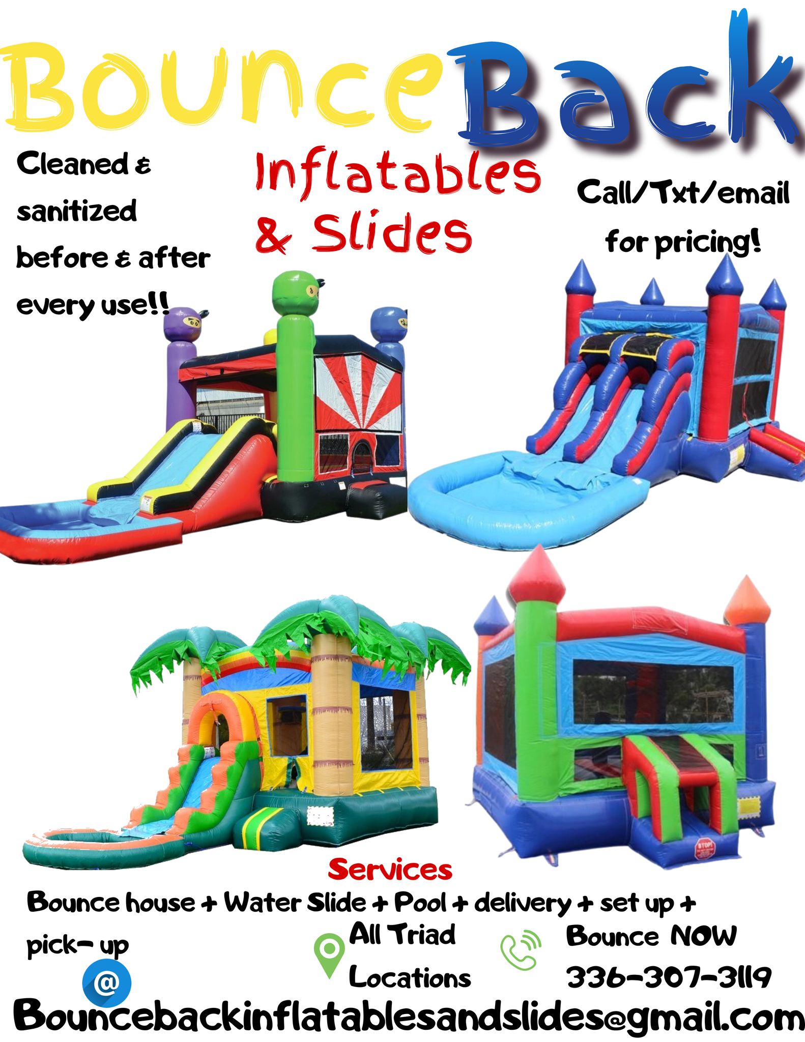 Bounce Back Inflatables and slides | High Point NC