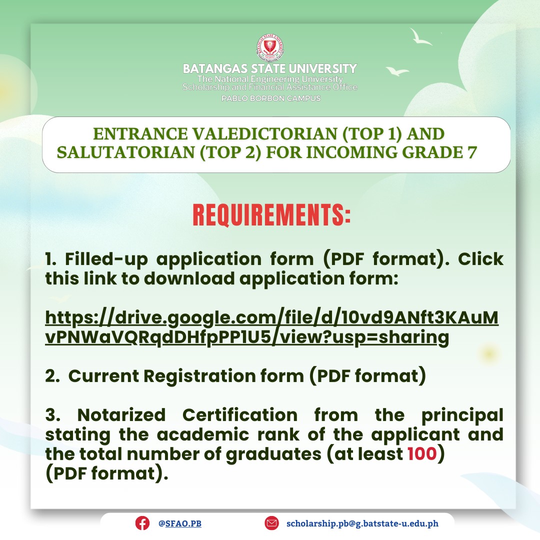Scholarship - These are the requirements Download Application Form here ...