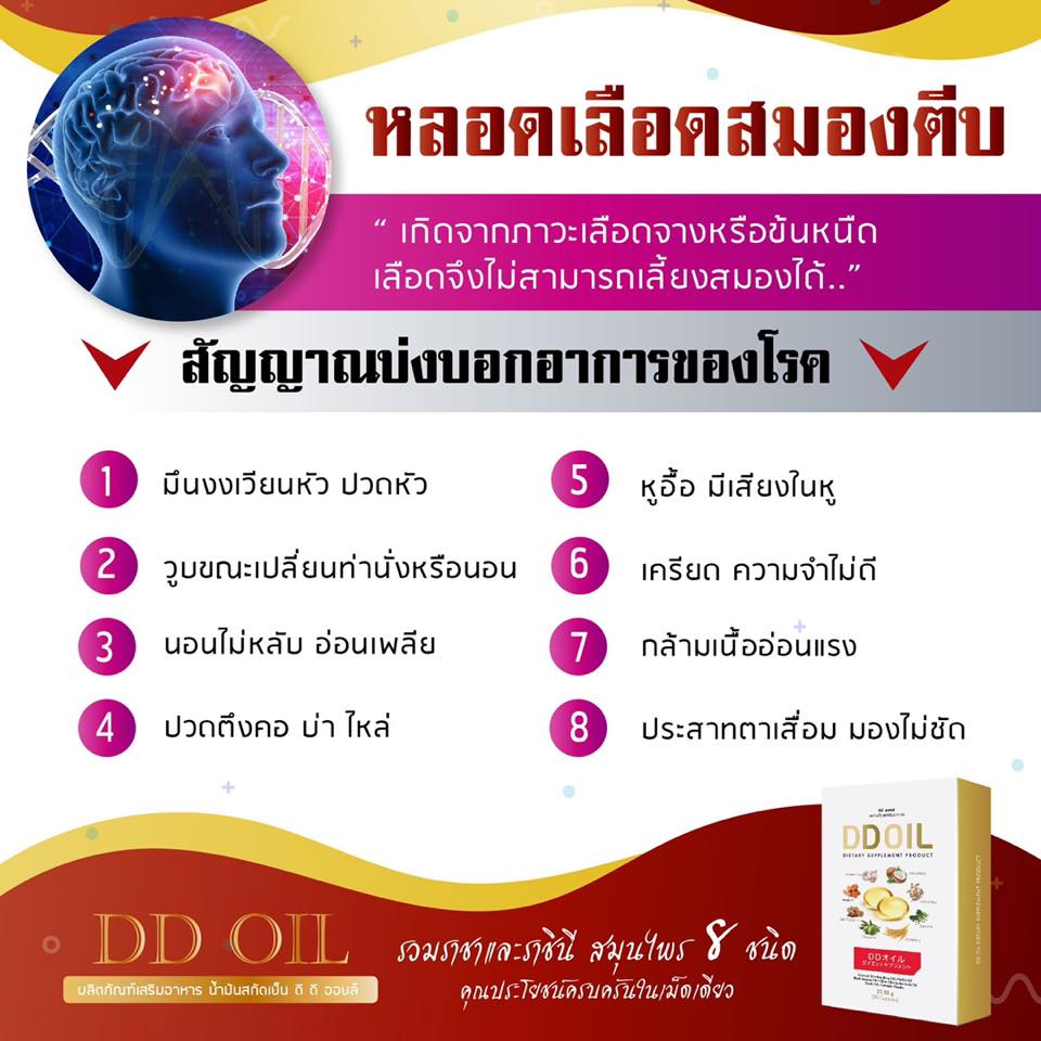 💡 โรคหลอดเลือดในสมอง... - DD OIL น้ำมันสกัดเย็นดีดีออยล์ | Facebook