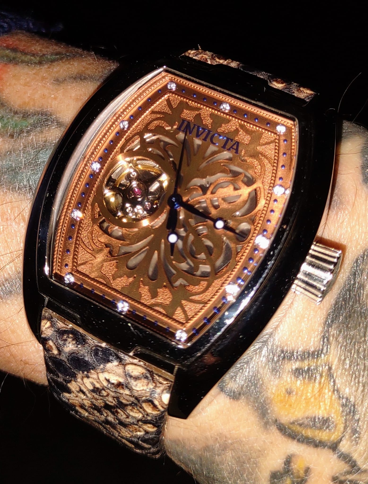 Invicta S1 Rally Open Heart Auto with Invicta Snakeskin Pattern 
