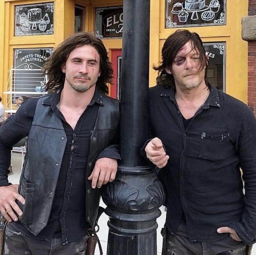 Walking - Norman Reedus with his stunt double on the set of # ...