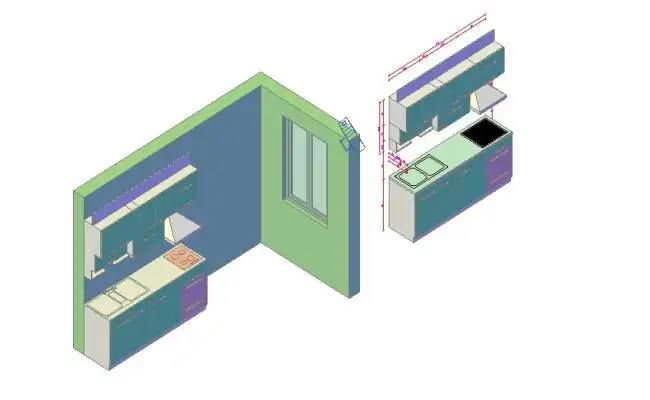 Architecture - Modular Kitchen 3D Model With Basic Rendered Drawing ...
