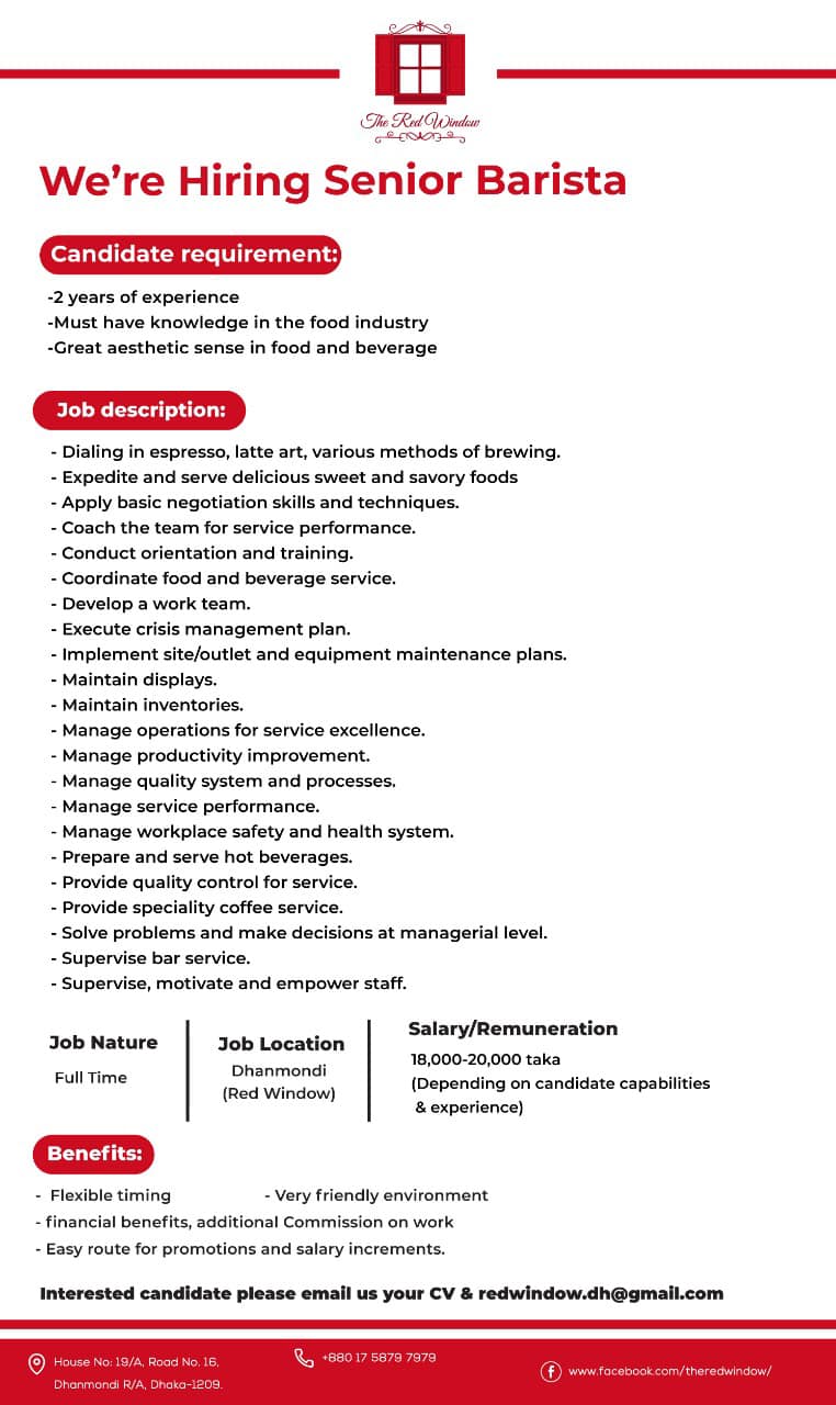 ‼️Job Alert: We’re Hiring Senior... - The Red Window Cafe