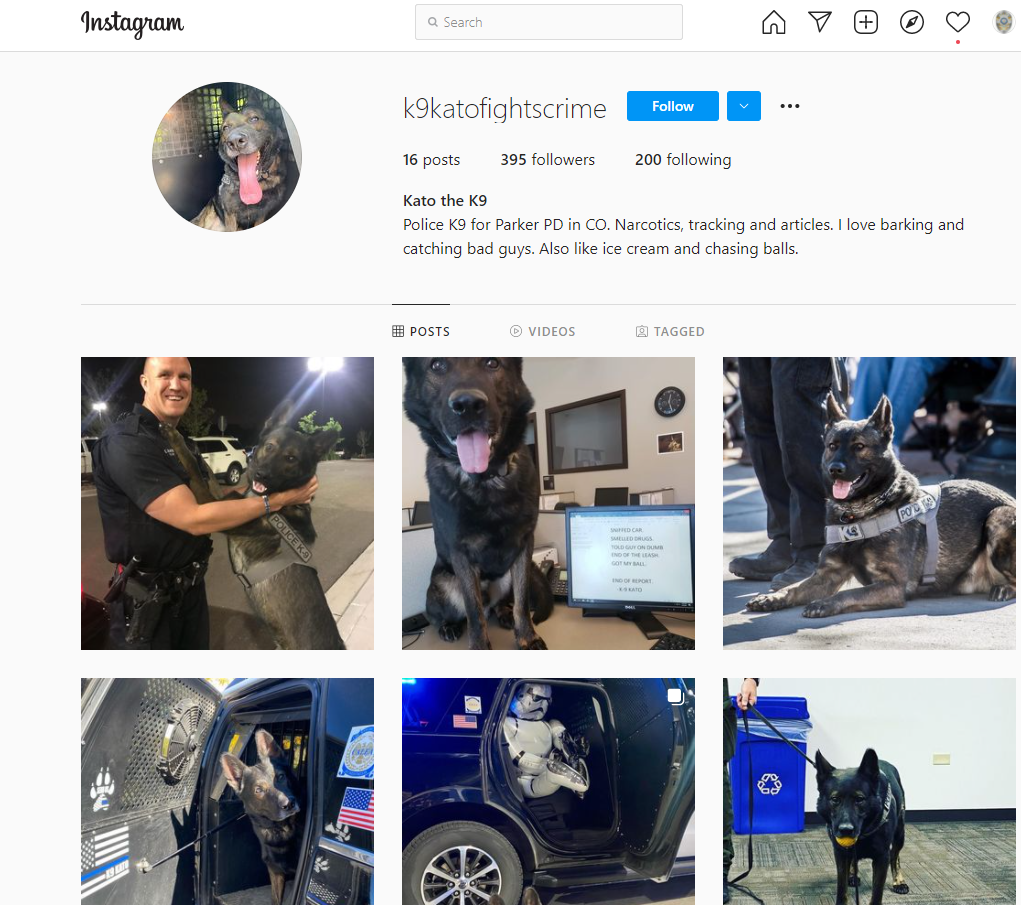 Parker Police Department - K-9 Kato Hits Instagram You can now see the ...