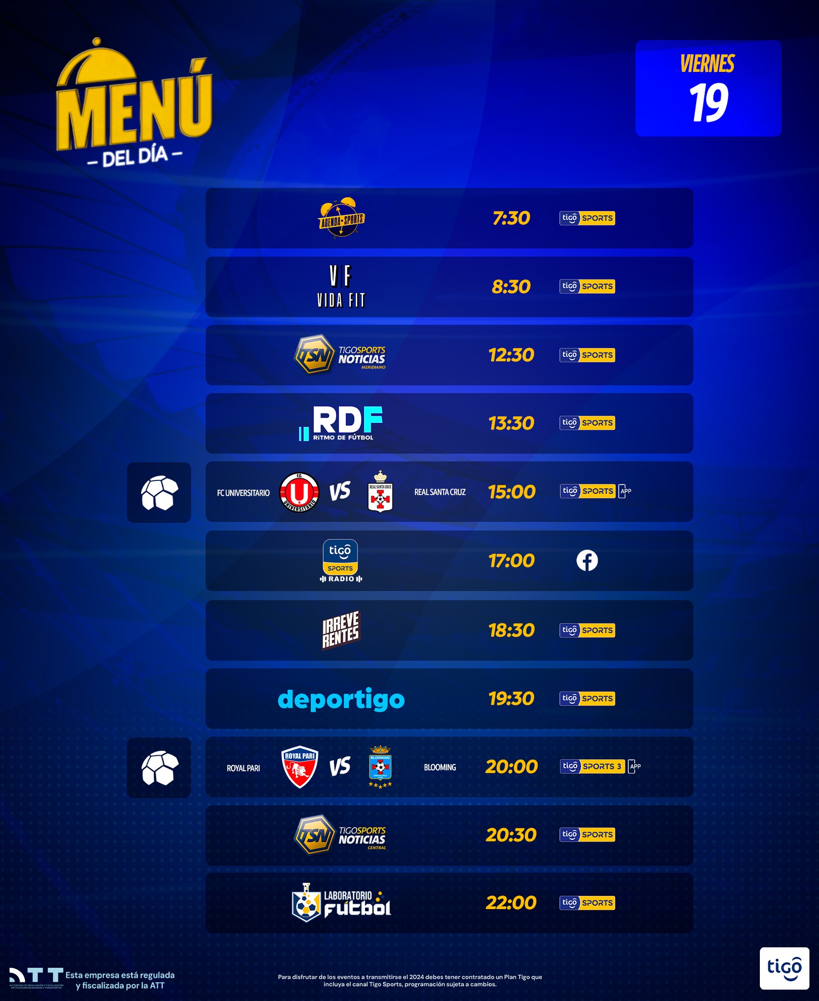 👉MENÚ DEL DÍA 👈 Esta es la... - Tigo Sports Bolivia