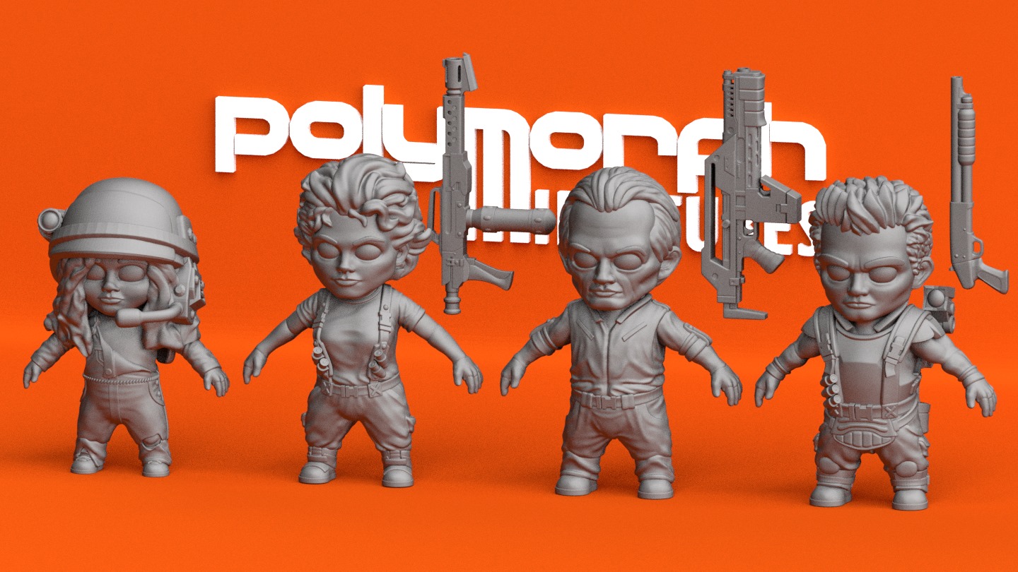 Chibi Avp Human set 1! Some poses... - Polymorph Miniatures