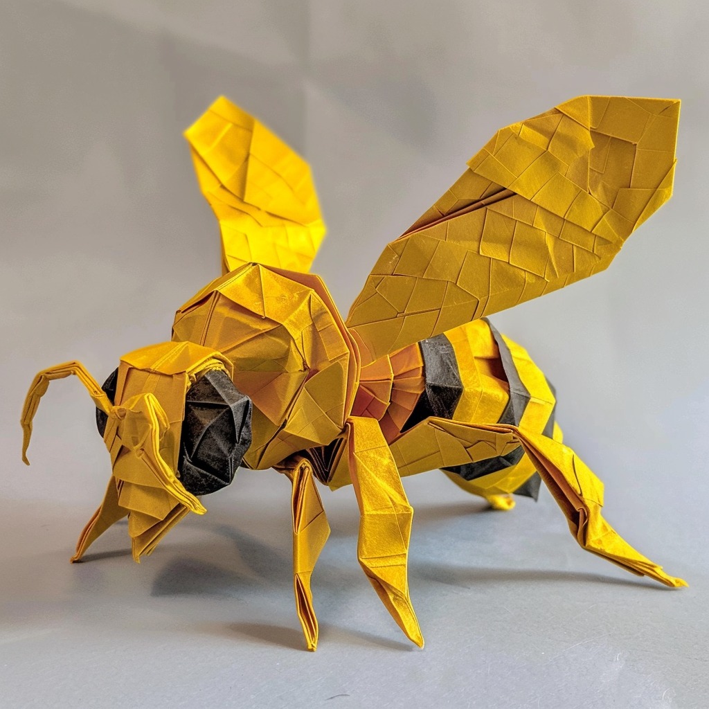 Papercraft - 🌼🙌 Paper Meets Pollination: Origami Bee Bliss! 🐝