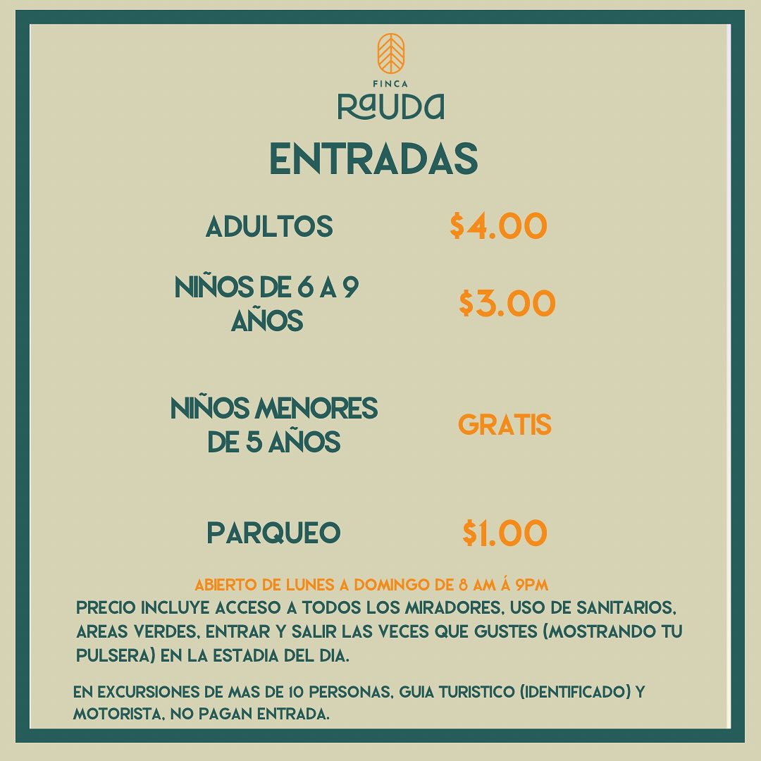 Finca Rauda - Tarifa de entrada Finca Rauda🏔️ . . .... | Facebook
