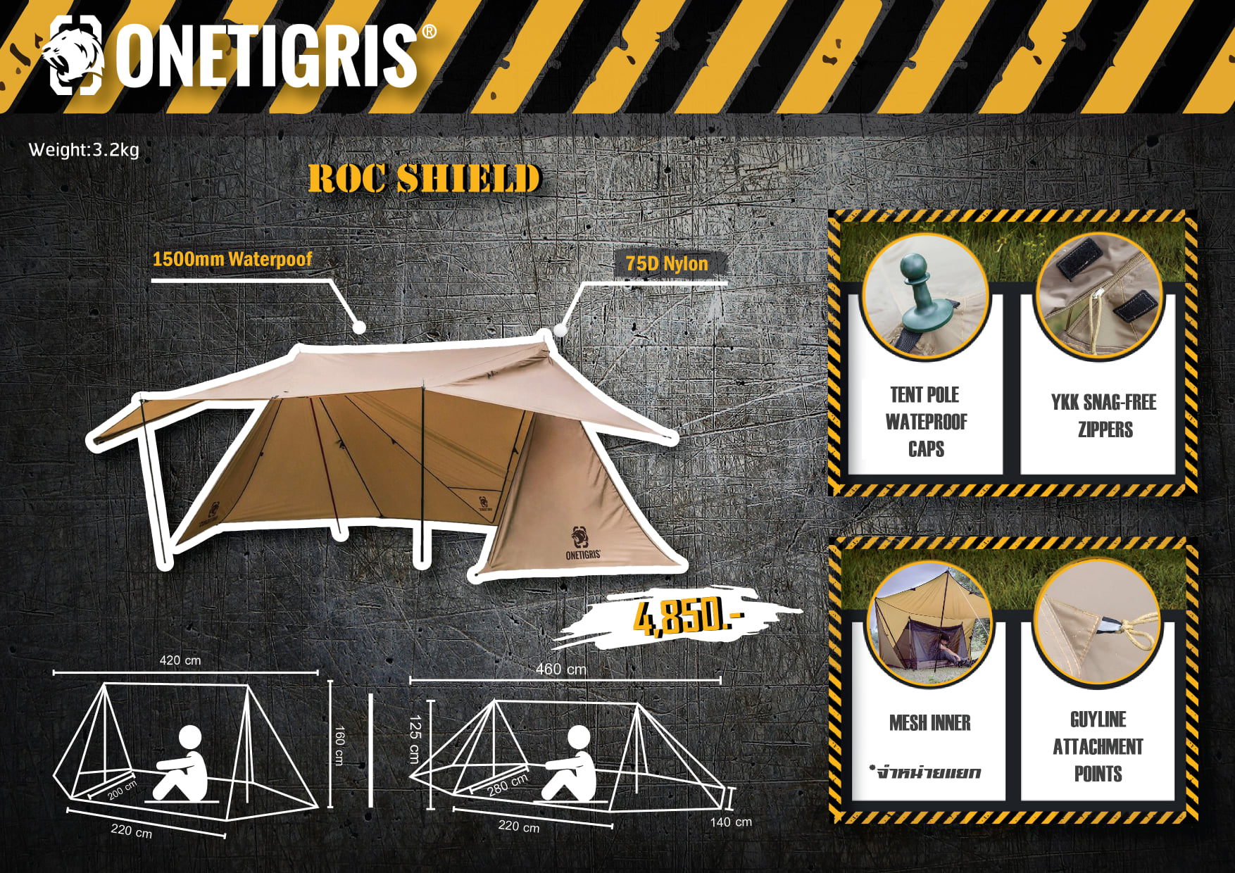 OneTigris - Onetigris ROC SHIELD Bushcrafting Tent : 4,850 บาท Shelter ...