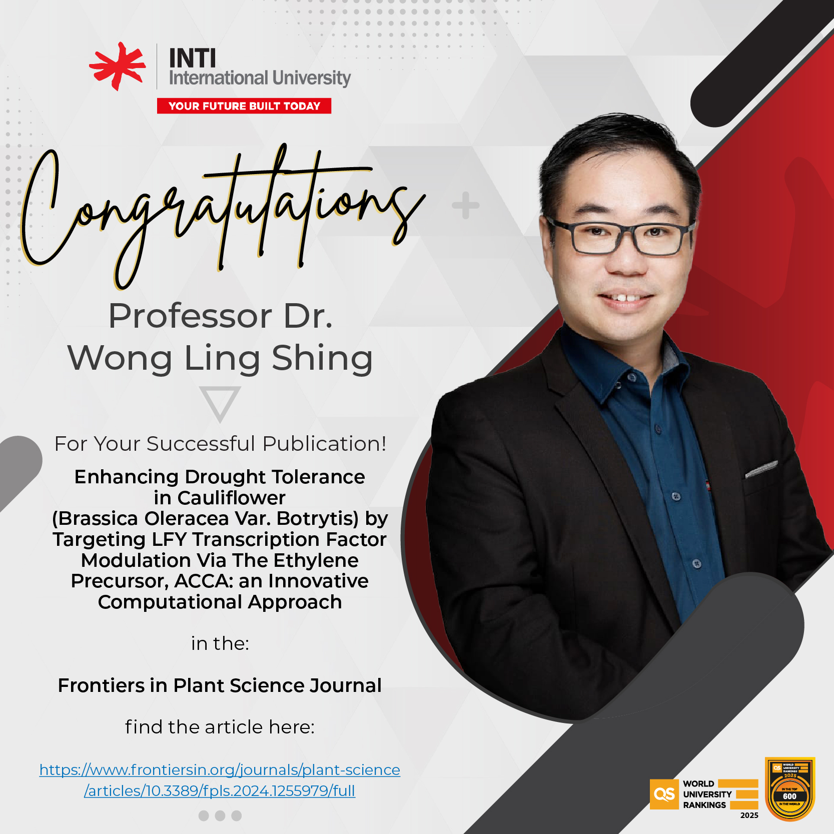 INTI - Congratulations to Professor Dr. Wong Ling Shing on his latest ...