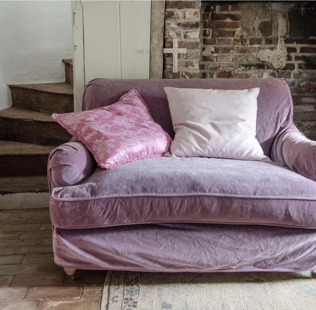 Housse De Fauteuil/pouf Portobello En Velours Violet Rachel Ashwell Shabby Chic - Neuf