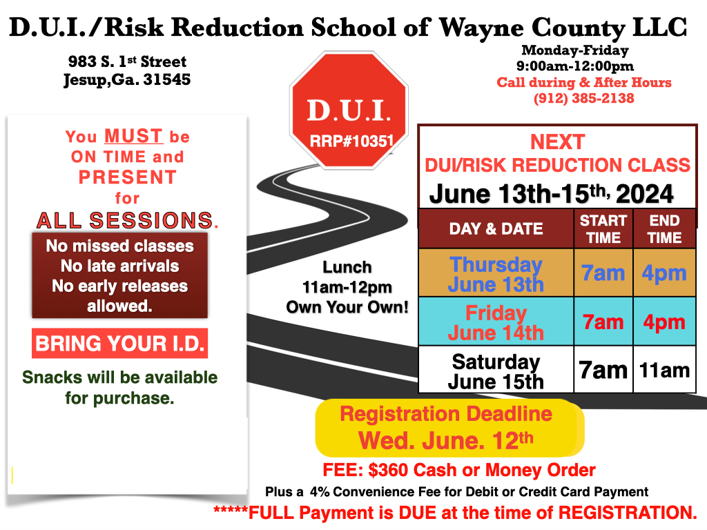 DUI/Risk Reduction School of Wayne County, LLC | Jesup GA