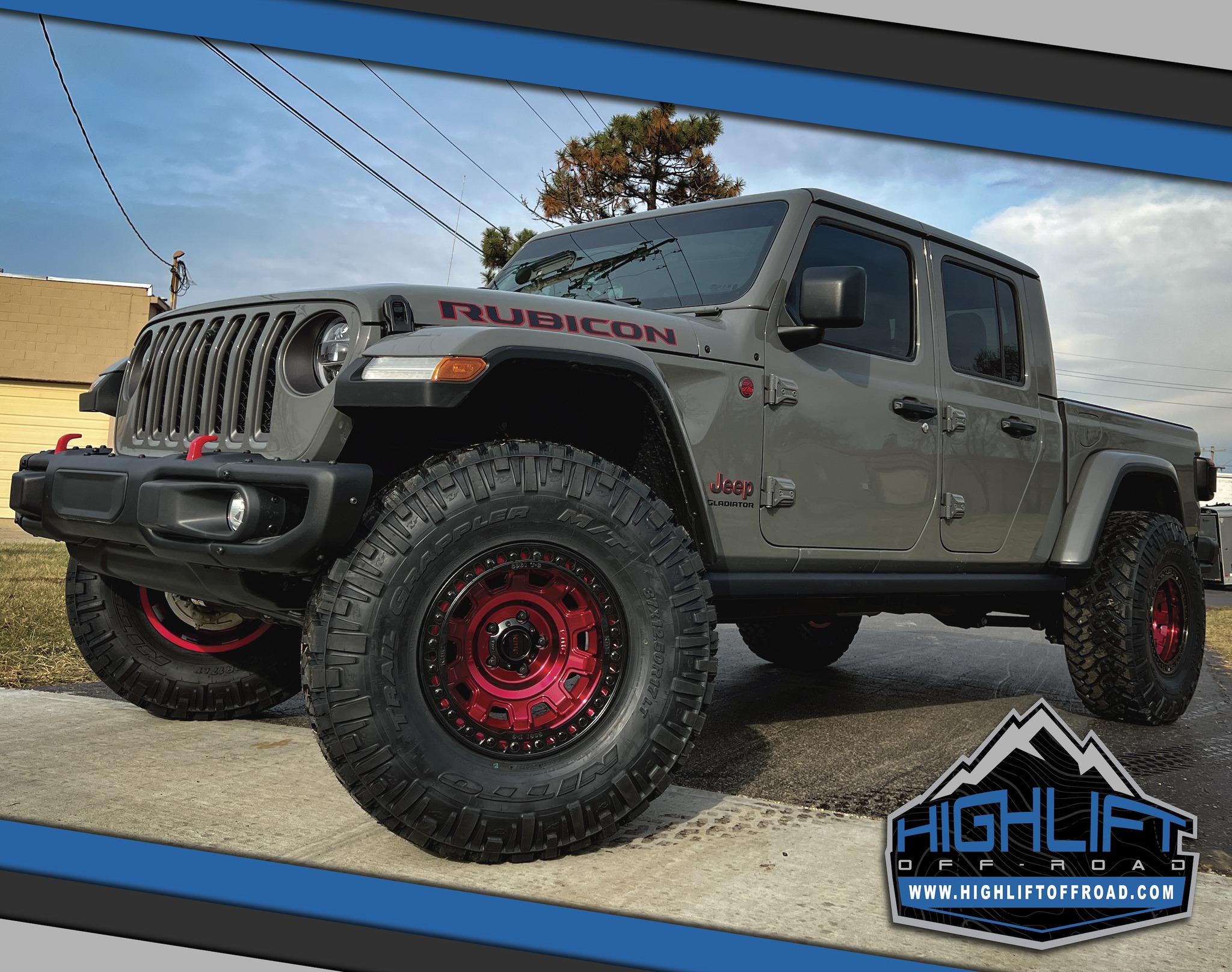 Jeep Gladiator lifted 3” Dobinson fitted with KMC Torx 17” wrapped 