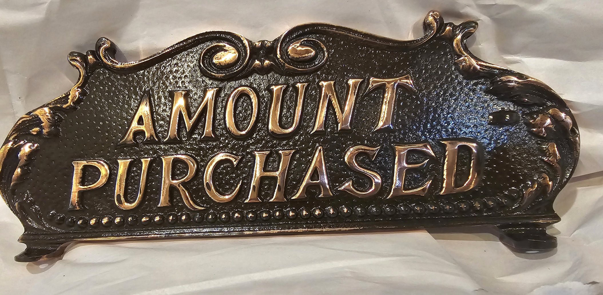 National Brass Cash Register 324 reproduction top sign