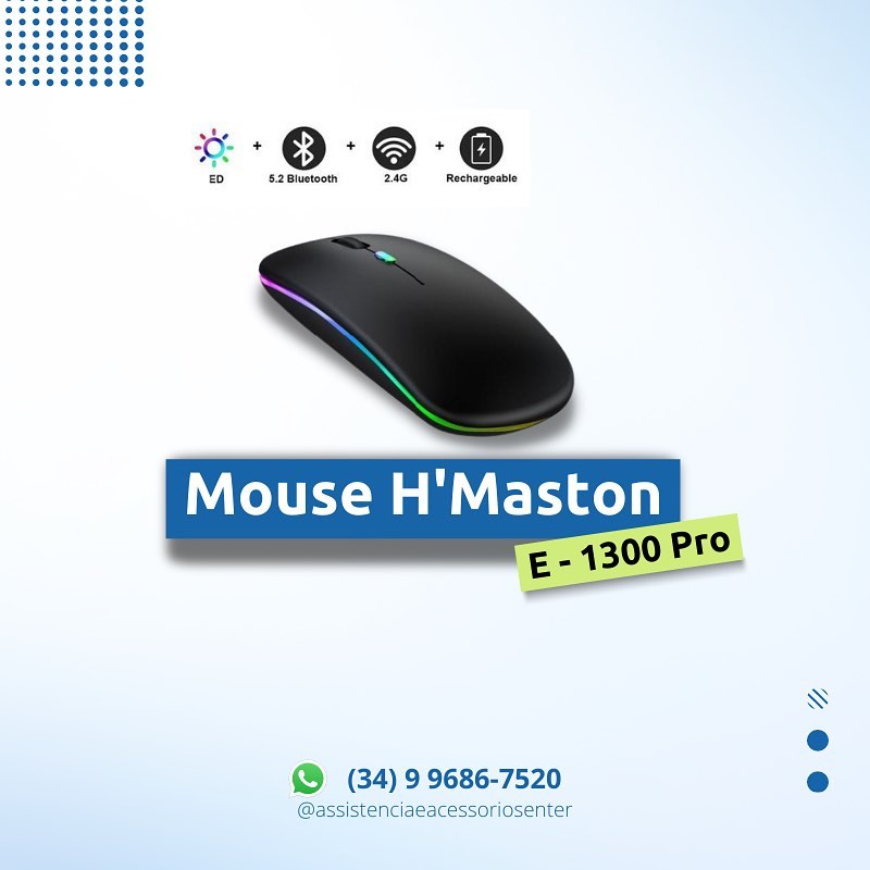 Enter Telecom - Mouse sem fio via bluetooth Hmaston E-1300 pro led 2 ...