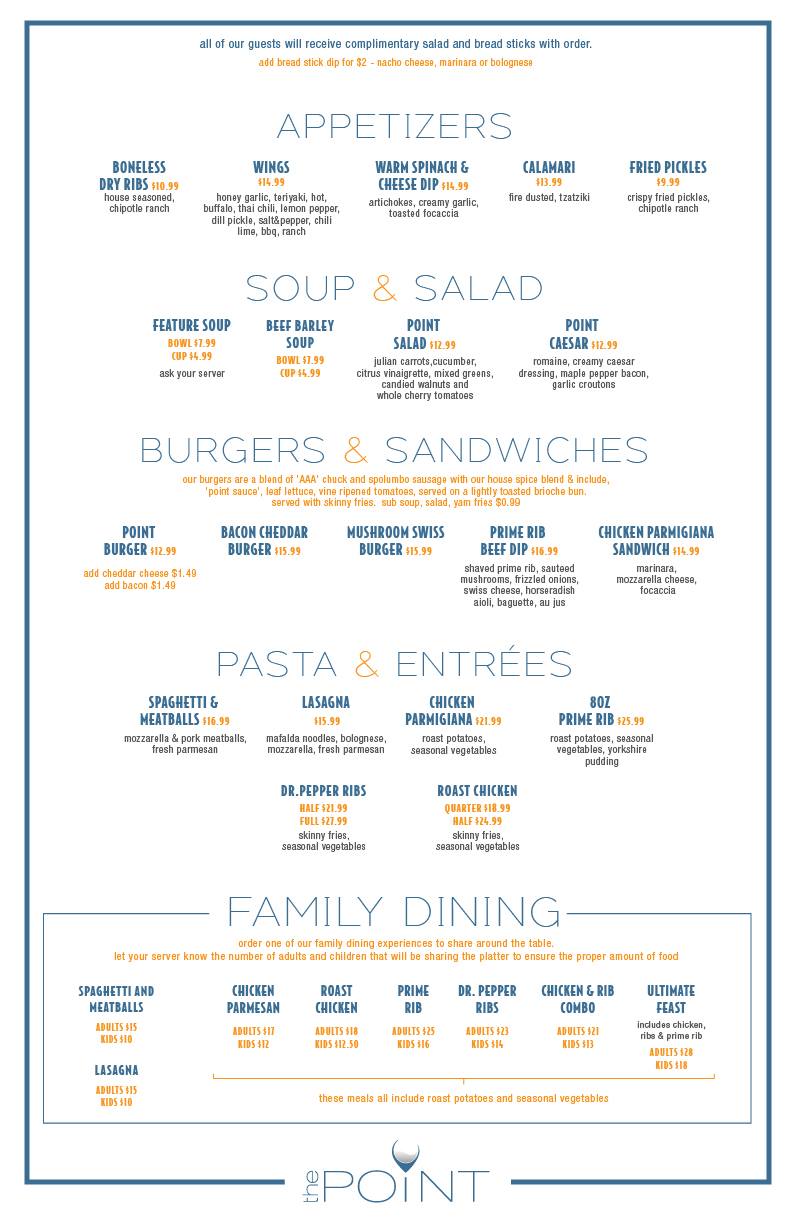 Here is our new menu for the winter... - The Point Restaurant