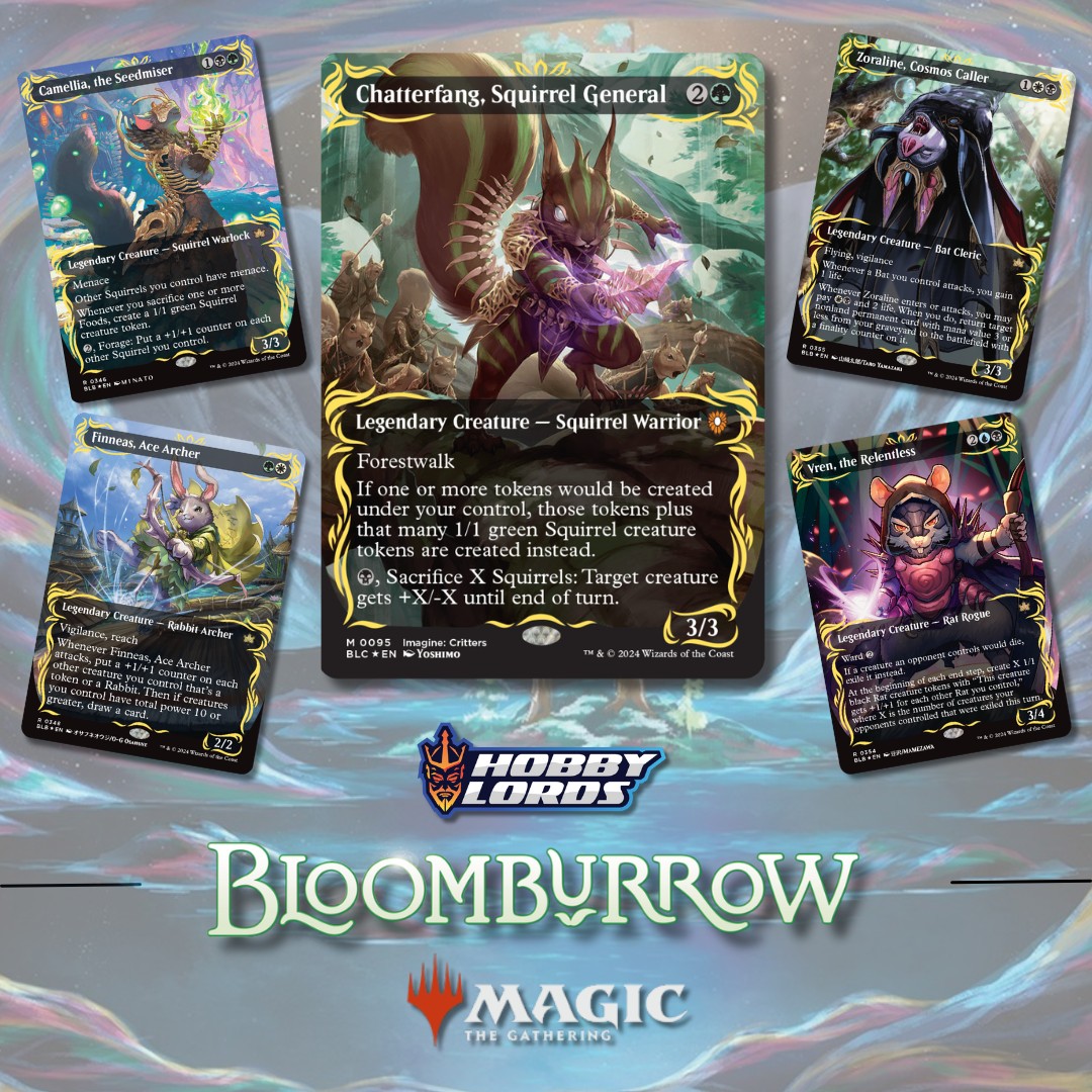 mtg bloomburrow raised foil cards Zinnia, Valley's Voice (Borderless) (Raised Foil) [Bloomburrow Command Target creature gets +X/+X or This Raised Foil card treatment