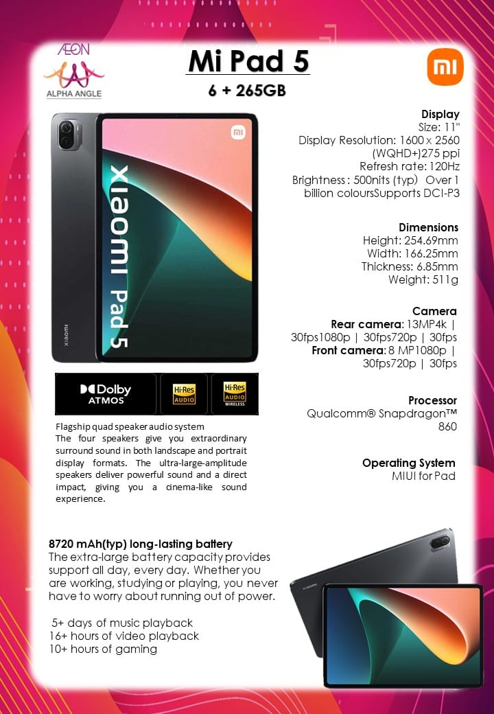 Tablet Mi Pad 5 Jom dapatkan... - ÆON ALPHA ANGLE Online | Facebook