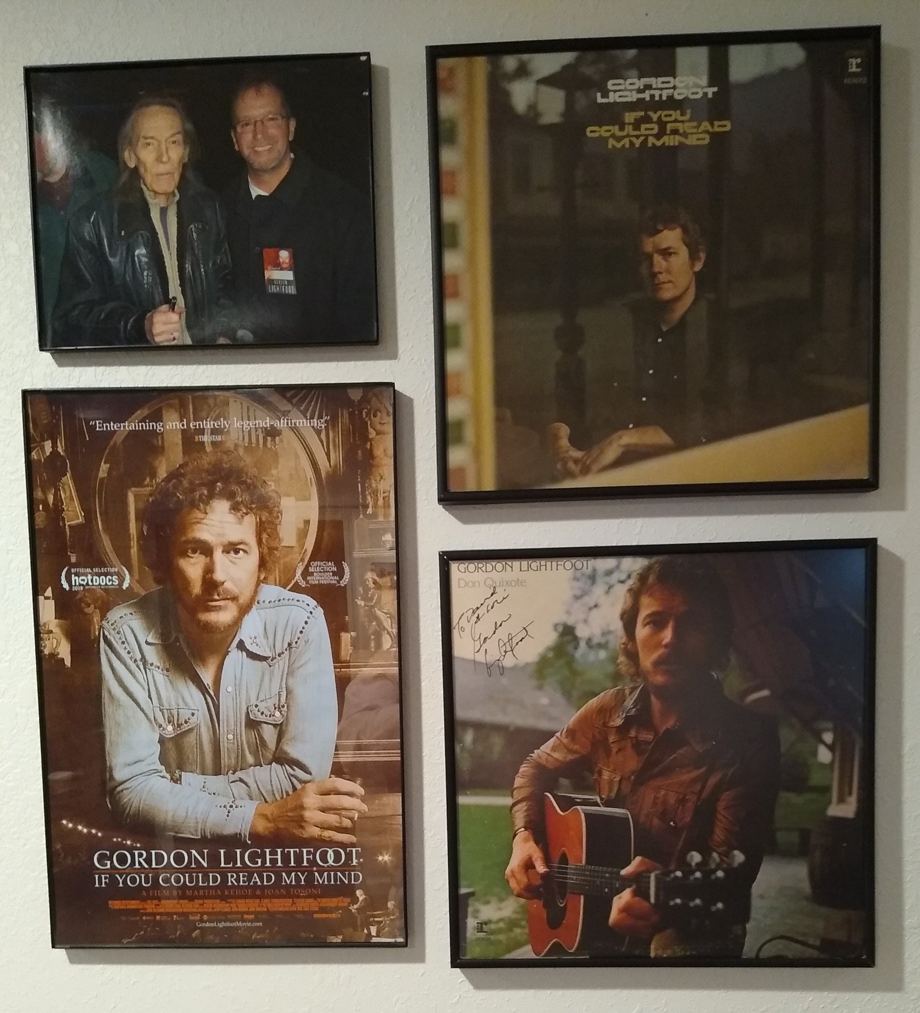 Gordon Lightfoot memorabilia display in music room
