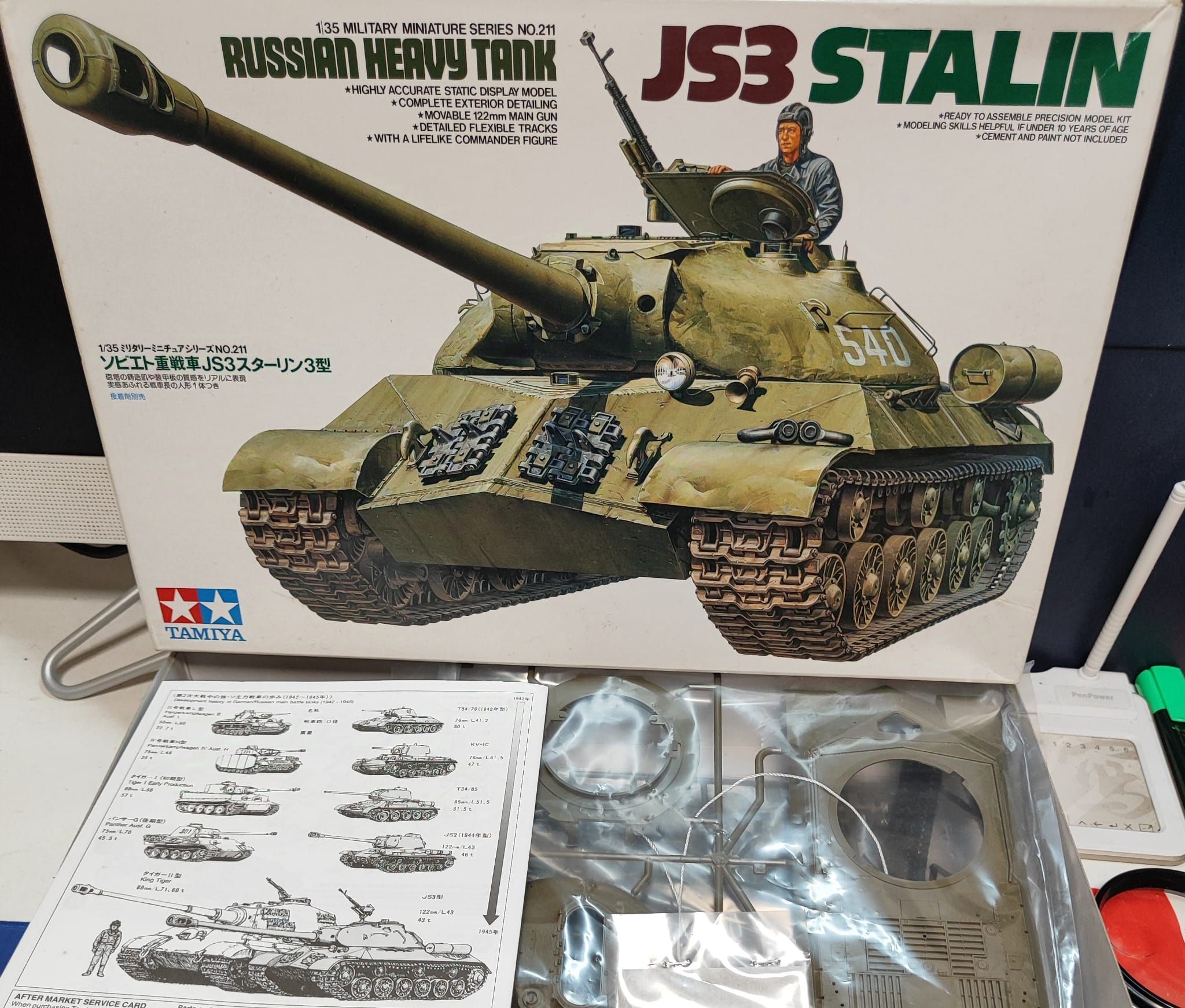 Restored 1966 Tamiya 1/35 T-10 JS III tank model