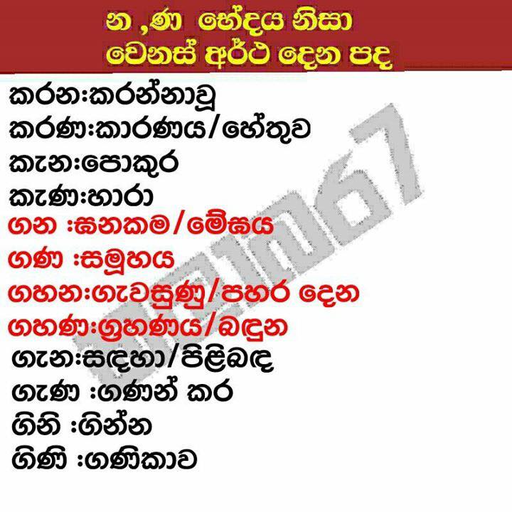 සිංහල භාෂාව - න ණ ළ ල භේදය