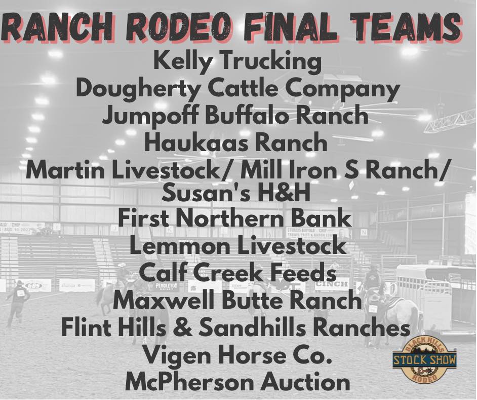 Here’s the top 12 teams... - Black Hills Stock Show & Rodeo | Facebook