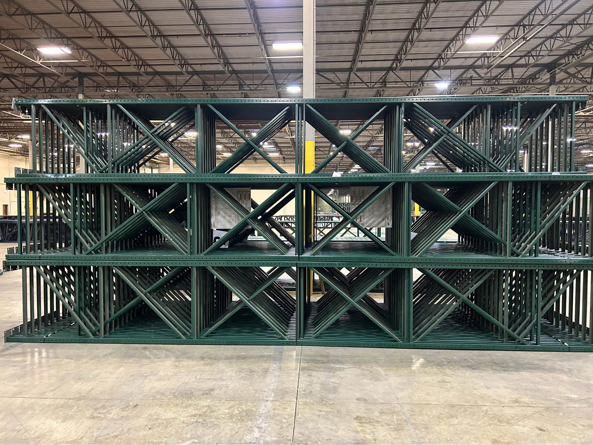 Slotted Ridgurack style pallet Racking. 42“ x 24‘ frames. 8 foot, 9 ...