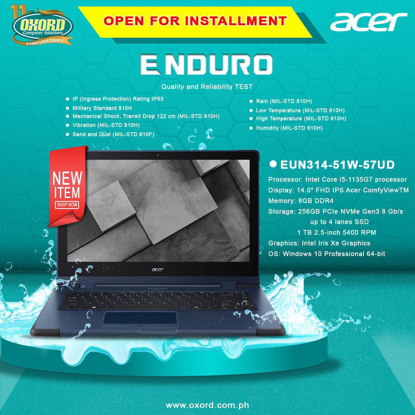 OXORD - The thinnest and lightest 14” IP53-rated rugged...