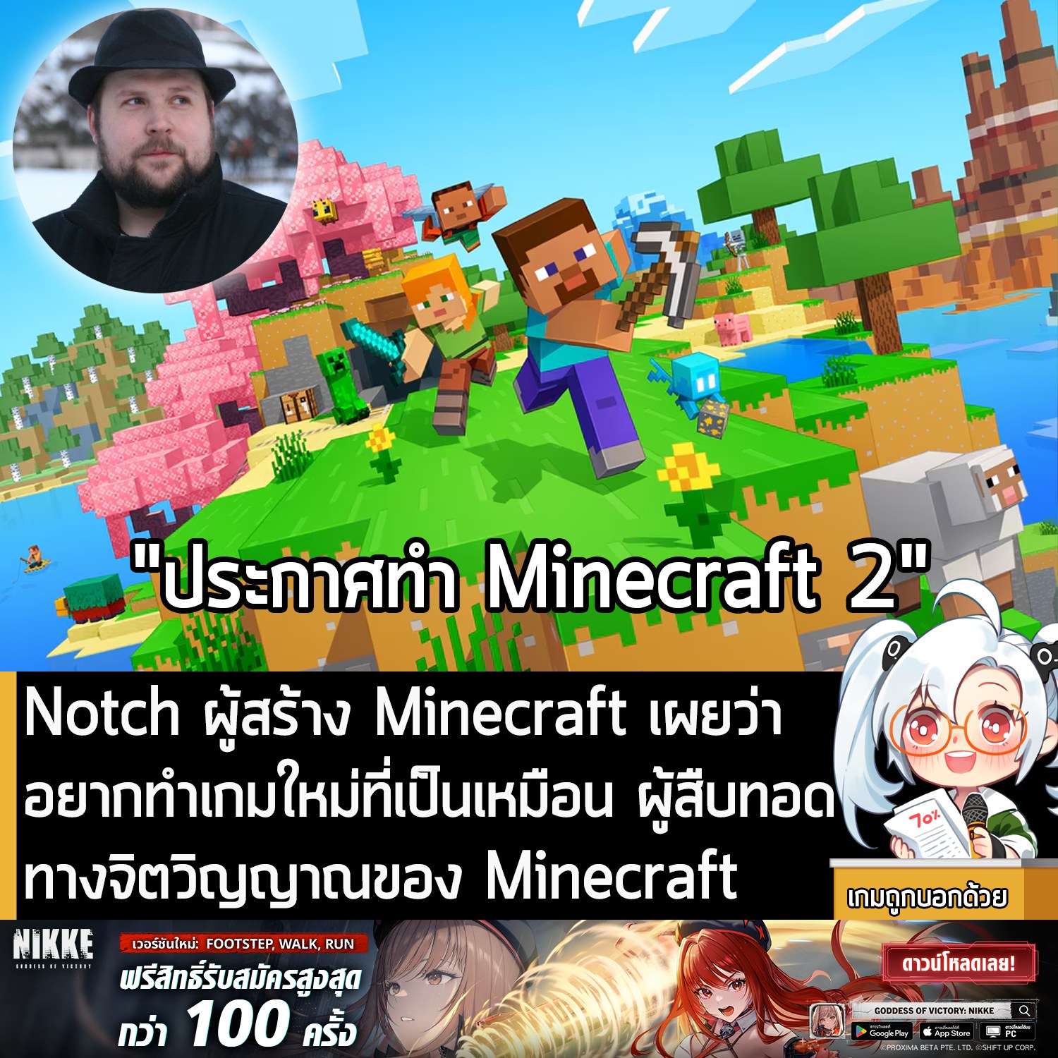 [News] Notch ผู้สร้าง Minecraft เผยว่า... - เกมถูกบอกด้วย v.3 | Facebook