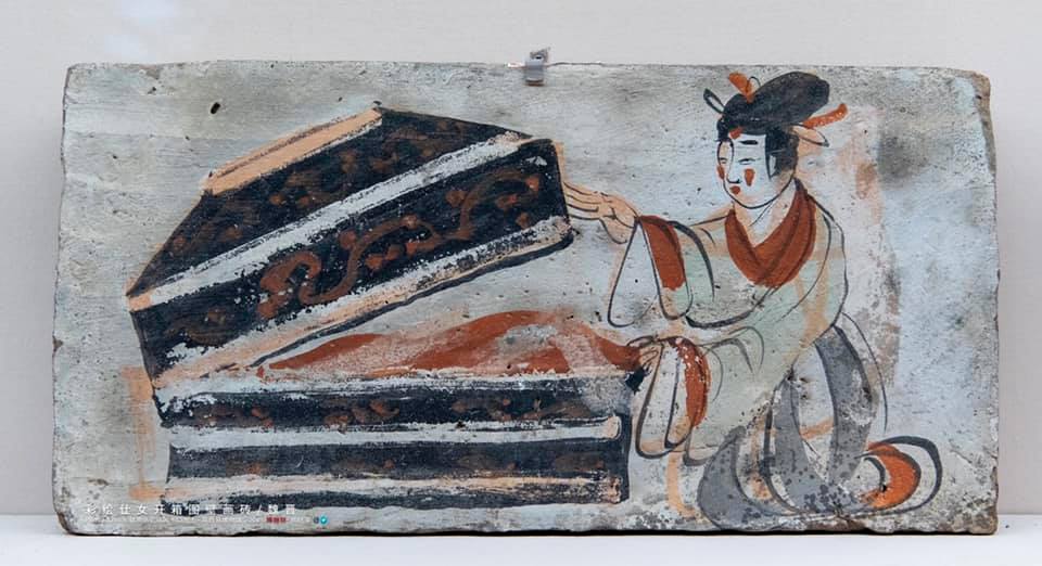 彩绘仕女开箱图壁画砖魏晋甘肃骆驼城苦水口出土高台县博物馆藏Painted