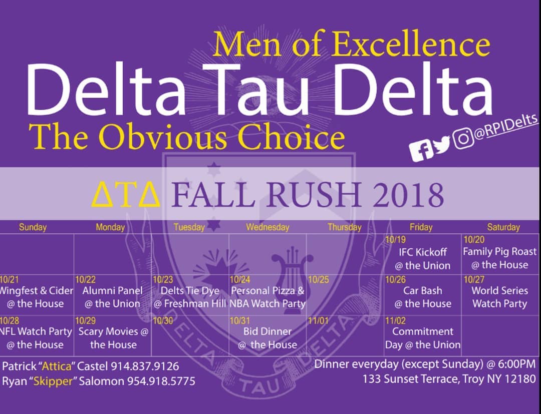 Delta - Come join Delta Tau Delta Epsilon Rho at The Buffalo Spot for ...