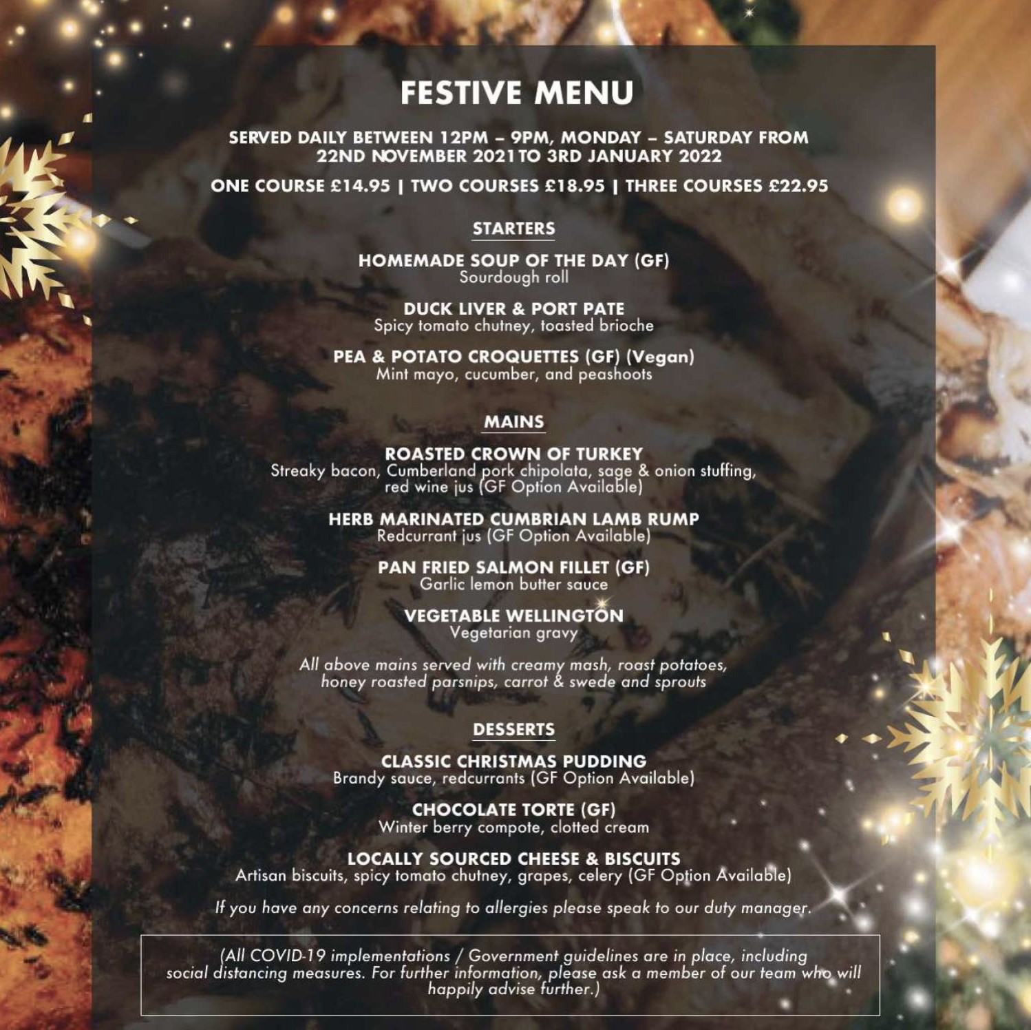 OUR FESTIVE MENU IS NOW... - The George Hotel, Penrith