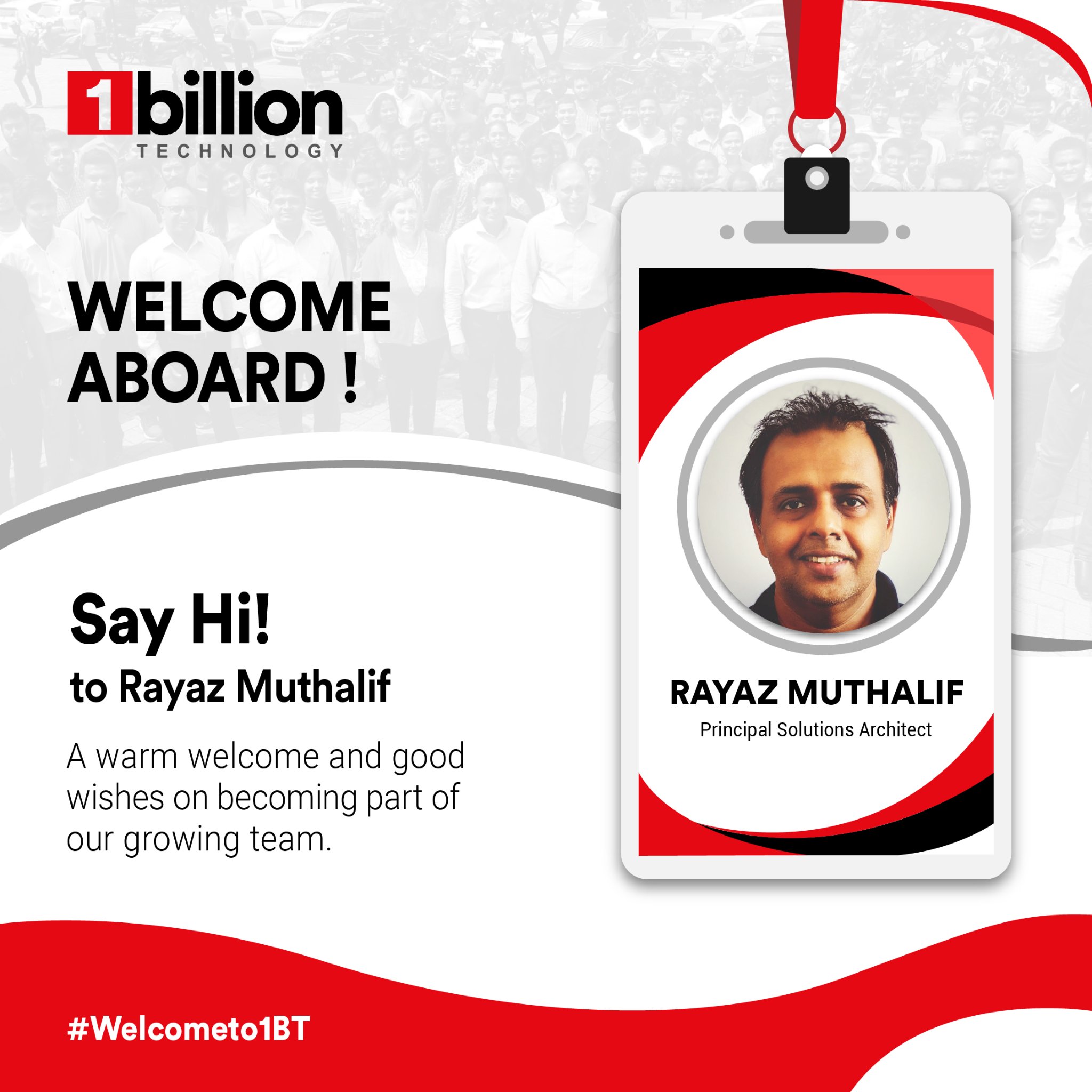 1 Billion Tech - Our team is growing. Say Hi to Rayaz...