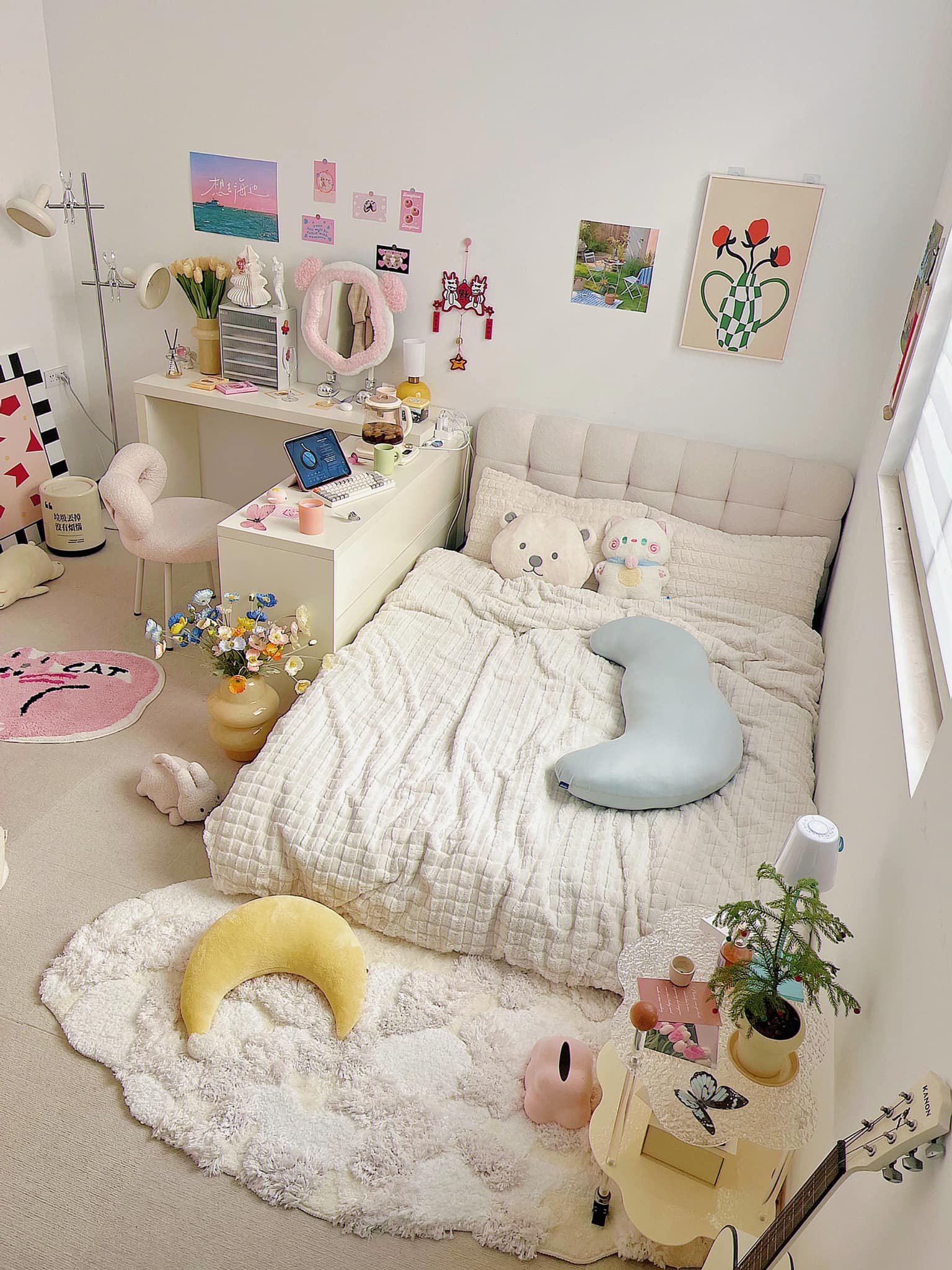 MyMinimal - ไอเดีย แต่งห้องนอน น่ารักๆพร็อพแน่นมาก กั้นแบ่งสัดส่วนด้วย ...