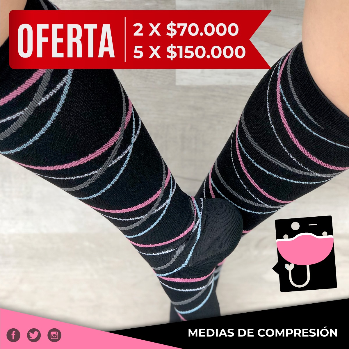 Mumed - MEDIAS DE COMPRESION Precio unidad: $38.000 OFERTA 2 X $70.000 ...