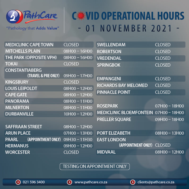 PathCare - Please note the operational hours at our... | Facebook
