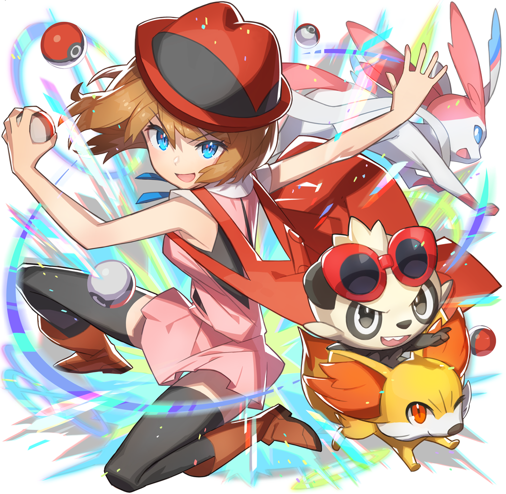 Love - セレナ とフォッコとヤンチャムとニンフィアを描いてみました。