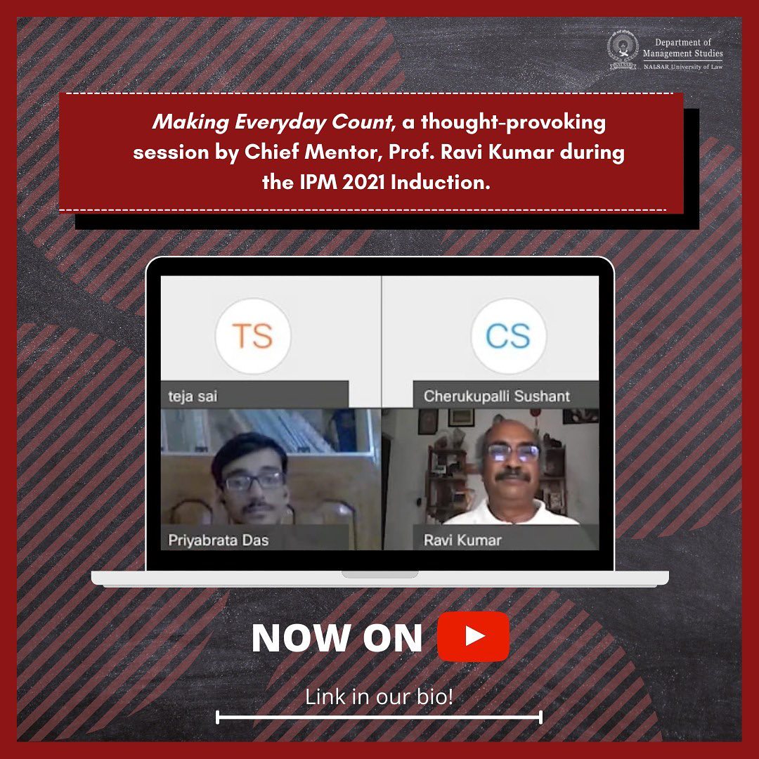 Our Chief Mentor, Prof. Ravi Kumar’s session with our IPM batch of 2021 ...